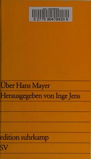 Über Hans Mayer by Inge Jens