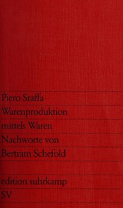 Warenproduktion mittels Waren by Piero Sraffa